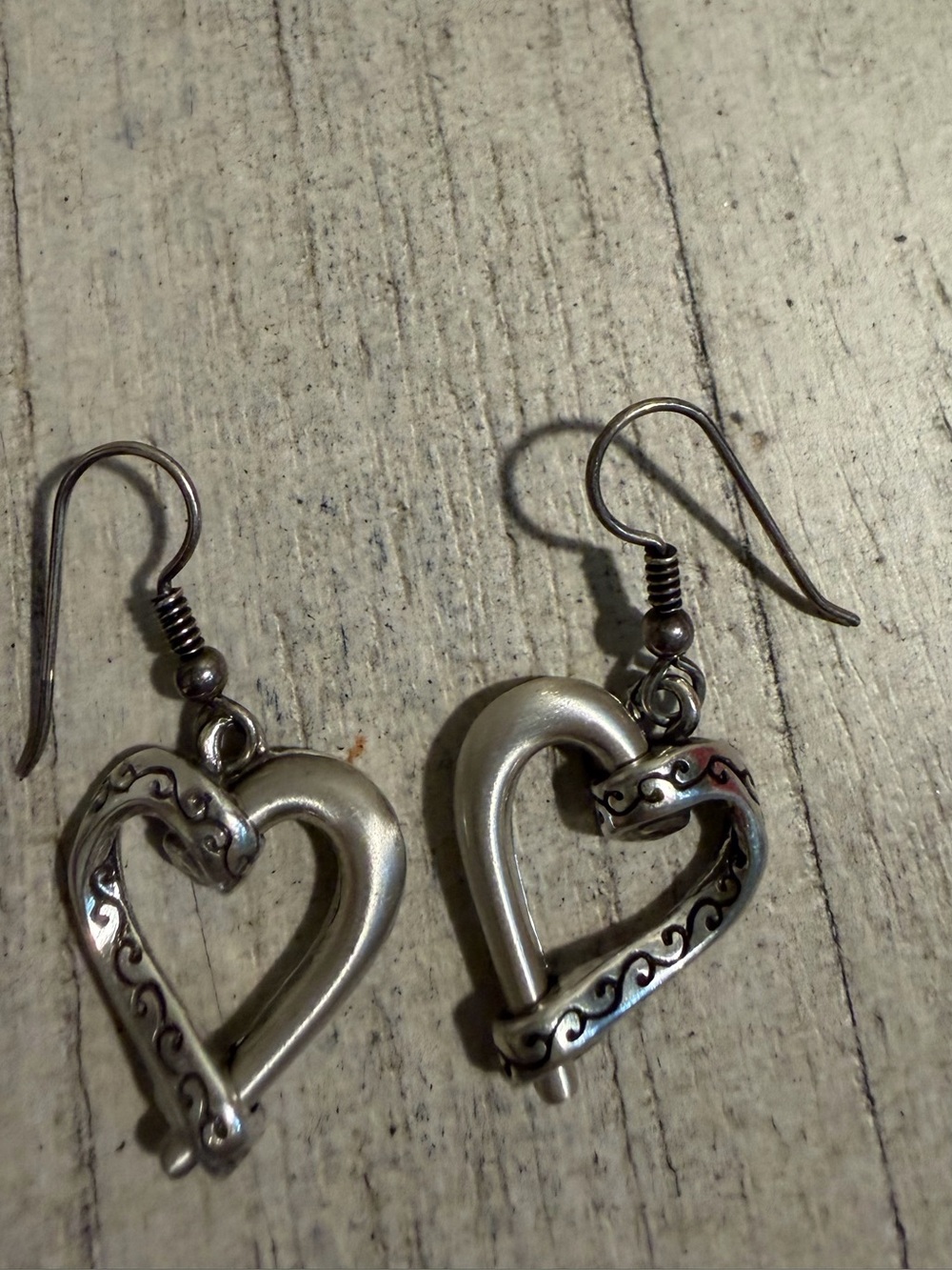 Brighton Silver Heart Scroll Dangle Earrings